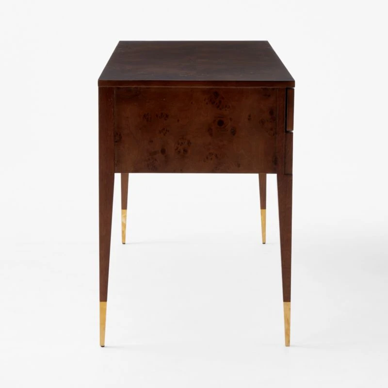 Spillo 2-Drawer Brown Burl Wood Desk 6 Spillo 2-Drawer Brown Burl Wood Desk - Image 4