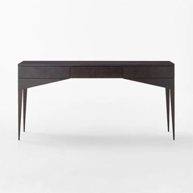 Spillo 2-Drawer Black Burl Wood Desk 6 Spillo 2-Drawer Black Burl Wood Desk - Image 4