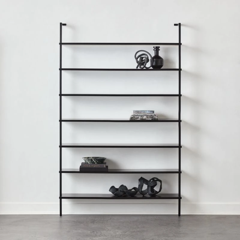 Stairway Wide Black Metal Wall Mount Bookshelf 96'' 3 Stairway Wide Black Metal Wall Mount Bookshelf 96'' - Image 2