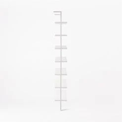 Stairway Wide White Metal Wall Mount Bookshelf 96'' -Cb2 Pop Shop Stairway96inWdShelvesWhtSDSSF21