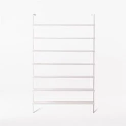 Stairway Wide White Metal Wall Mount Bookshelf 96'' -Cb2 Pop Shop Stairway96inWdShelvesWhtSOSSF21