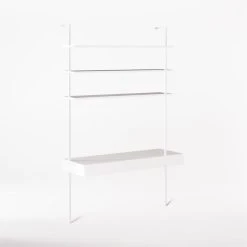 Stairway 2-Drawer White Wall Mount Desk With Shelves 96'' -Cb2 Pop Shop Stairway96inWideDeskWht3QSSF21