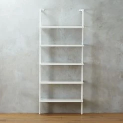 Stairway White Metal Wall Mount Bookshelf 72.5''
