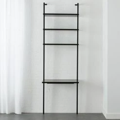 Stairway Black Wall Mount Desk With Shelves 96''