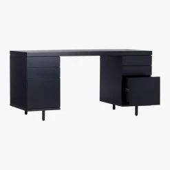 Stairway 6-Drawer Black Wood Desk -Cb2 Pop Shop StairwayModDskW2DrwrBkAV3QS20