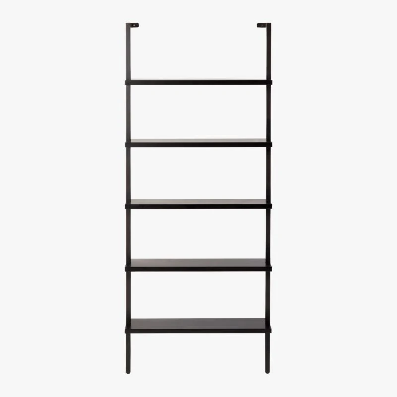 Stairway Black Wall-Mounted Bookcase - 72.5" Height 5 Stairway Black Wall-Mounted Bookcase - 72.5" Height - Image 3