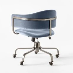 Stretta Blue Velvet Office Chair -Cb2 Pop Shop StrettaBlueMtlOffcChair3QBSSS22