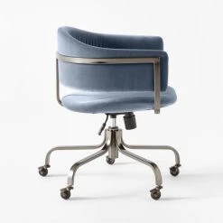 Stretta Blue Velvet Office Chair -Cb2 Pop Shop StrettaBlueMtlOffcChairSDSSS22