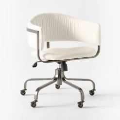 Stretta Ivory Velvet Office Chair -Cb2 Pop Shop StrettaIvoryMtlOffcChair3QSSS22