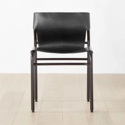 Surf Sling Black Leather Dining Chair