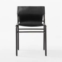 Surf Sling Black Leather Dining Chair -Cb2 Pop Shop SurfBkLthrSlingDiningChrSOSSF22