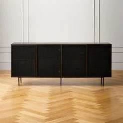 Trace Black Wire Mesh Credenza