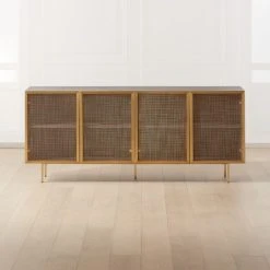 Trace Brass Wire Mesh Credenza