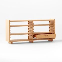 Ventura White Oak Console Table -Cb2 Pop Shop VenturaNtchdShrtBkshlf3QAVSSS22