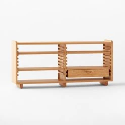 Ventura White Oak Console Table -Cb2 Pop Shop VenturaNtchdShrtBkshlf3QSSS22