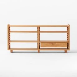 Ventura White Oak Console Table -Cb2 Pop Shop VenturaNtchdShrtBkshlfSOSSS22