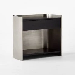 Vestry Black Oak Wood And Metal Nightstand With Drawer -Cb2 Pop Shop VestryMtlNBlkNightstand3QSSF22