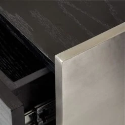 Vestry Black Oak Wood And Metal Nightstand With Drawer -Cb2 Pop Shop VestryMtlNBlkNightstandAVSSF22