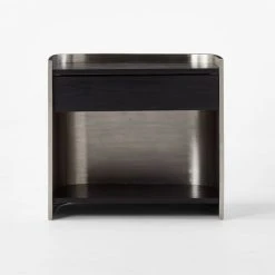 Vestry Black Oak Wood And Metal Nightstand With Drawer -Cb2 Pop Shop VestryMtlNBlkNightstandSOSSF22