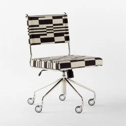 Vicino Black And White Patterned Upholstered Office Chair -Cb2 Pop Shop VicinoPatternedChair3QSSS23