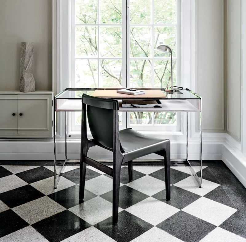 Burano Charcoal Grey Leather Sling Chair Set Of 4 4 Burano Charcoal Grey Leather Sling Chair Set Of 4 - Image 2