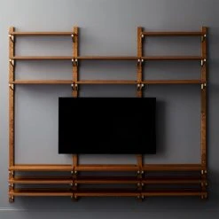 Walnut Modular Triple Shelf 88" 16 Walnut Modular Triple Shelf 88" -Cb2 Pop Shop WalnutMod88TripleShelfRO6F18