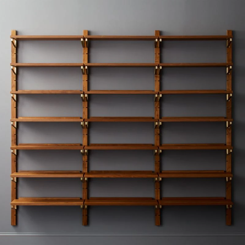 Walnut Modular Triple Shelf 88" 5 Walnut Modular Triple Shelf 88" - Image 3