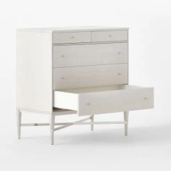 Connoisseur 5-Drawer Whitewashed Oak Wood Dresser Model 1003 -Cb2 Pop Shop WtWd1003CnnssrDresser3QAVSSS22