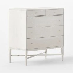Connoisseur 5-Drawer Whitewashed Oak Wood Dresser Model 1003 -Cb2 Pop Shop WtWd1003CnnssrDresser3QSSS22