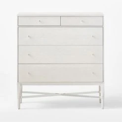 Connoisseur 5-Drawer Whitewashed Oak Wood Dresser Model 1003 -Cb2 Pop Shop WtWd1003CnnssrDresserSOSSS22